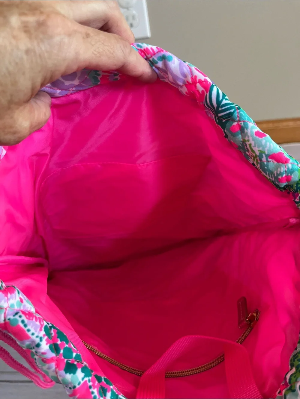 Lilly Pulitzer quilted banana split drawstring vibrant drawstring backpack bag.